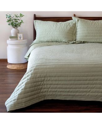 French Linen Channel Stitch Quilt & Sham Set - Full/Queen