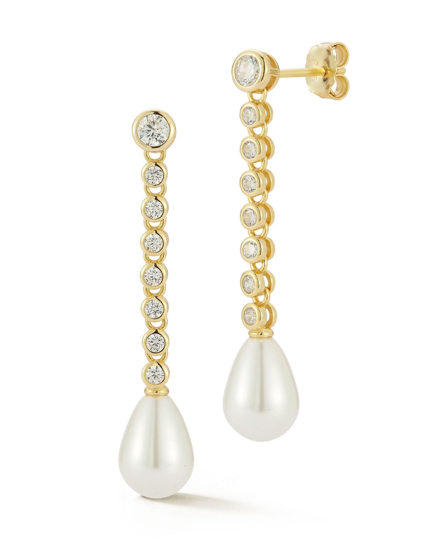 Sterling Tennis Pearl Drop Earrings