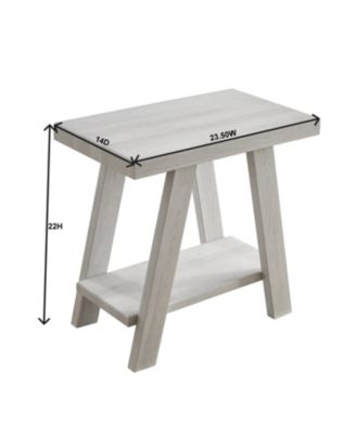 Wood Shelf Side Table in White Finish