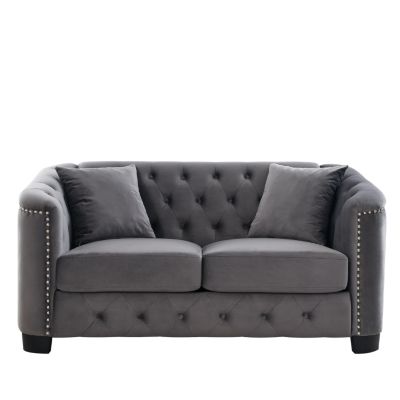 Streamdale Chesterfield Sofa with Velvet, Nail Trim