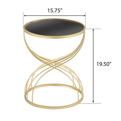 Modern Side Table Golden Metal Frame+ Mirror Top