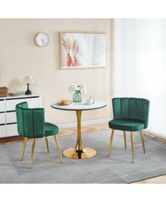 Green Velvet Dining Chair (Set of 2) with Gold Legs