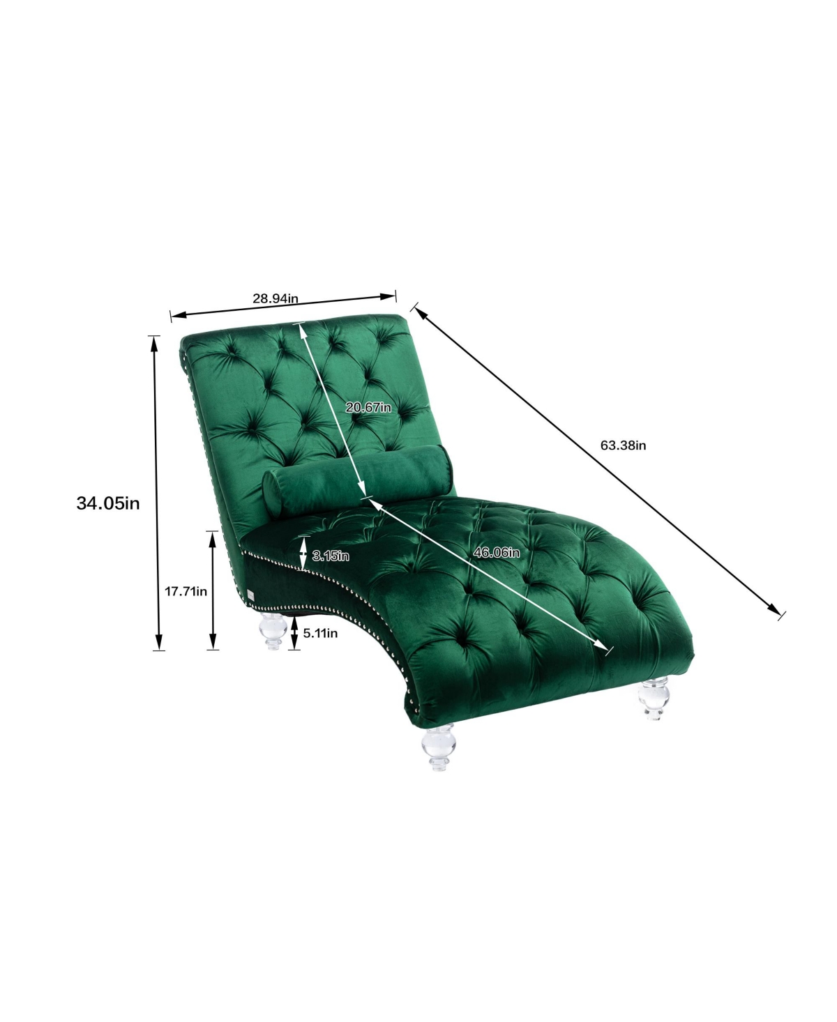 Streamdale Furniture Leisure Concubine Sofa with Acrylic Feet