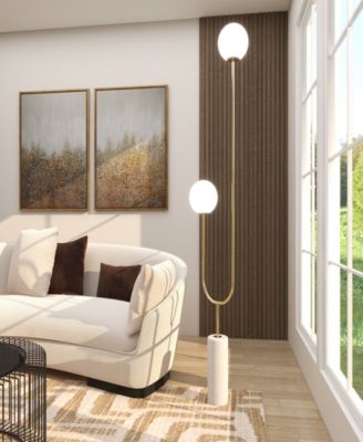 73" Metal Curved Orb 2 Light Room Floor Lamp