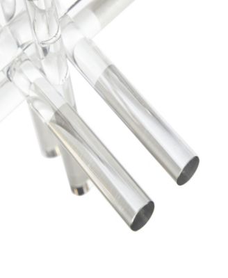 Crystal Jack Inspired Decorative Sculpture with Clear Resting Orbs, Set of 2