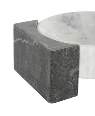 Marble Tray with Black Rectangular Blocks, 10" x 8"