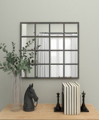 45" Metal Window Pane Inspired Room Wall Mirror