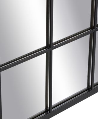34" Metal Arched Window Pane Inspired Room Wall Mirror with Black Frame