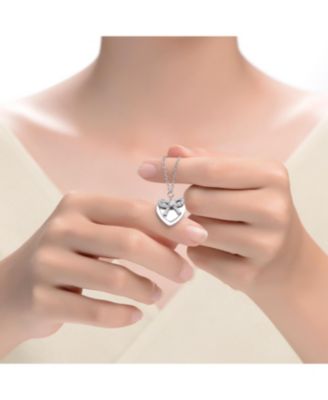 Chic White Gold Plated Tie Ribbon on Heart Shaped Pendant