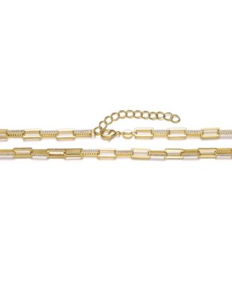 14K Gold Plated Clear Cubic Zirconia Link & Chain Necklace
