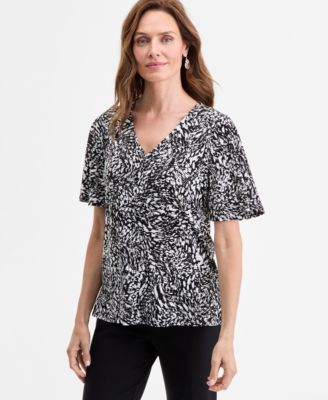 JM Collection - Women's Taylor Abstract Crepe Top, Exclusively at Macy's