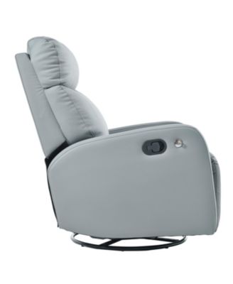  Swivel Recliner Rocking Chair, 360 Glider for Home, Living Room, Theater (Blue-Gray)