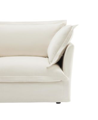 Modern Upholstered 3-Seater Sofa Couch, Armless, Chenille Fabric, Cream