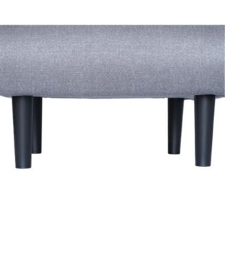 Streamdale 1 Pc. Grey Linen Upholstered Metal Frame Adjustable Folding Sofa Chair with Pillow