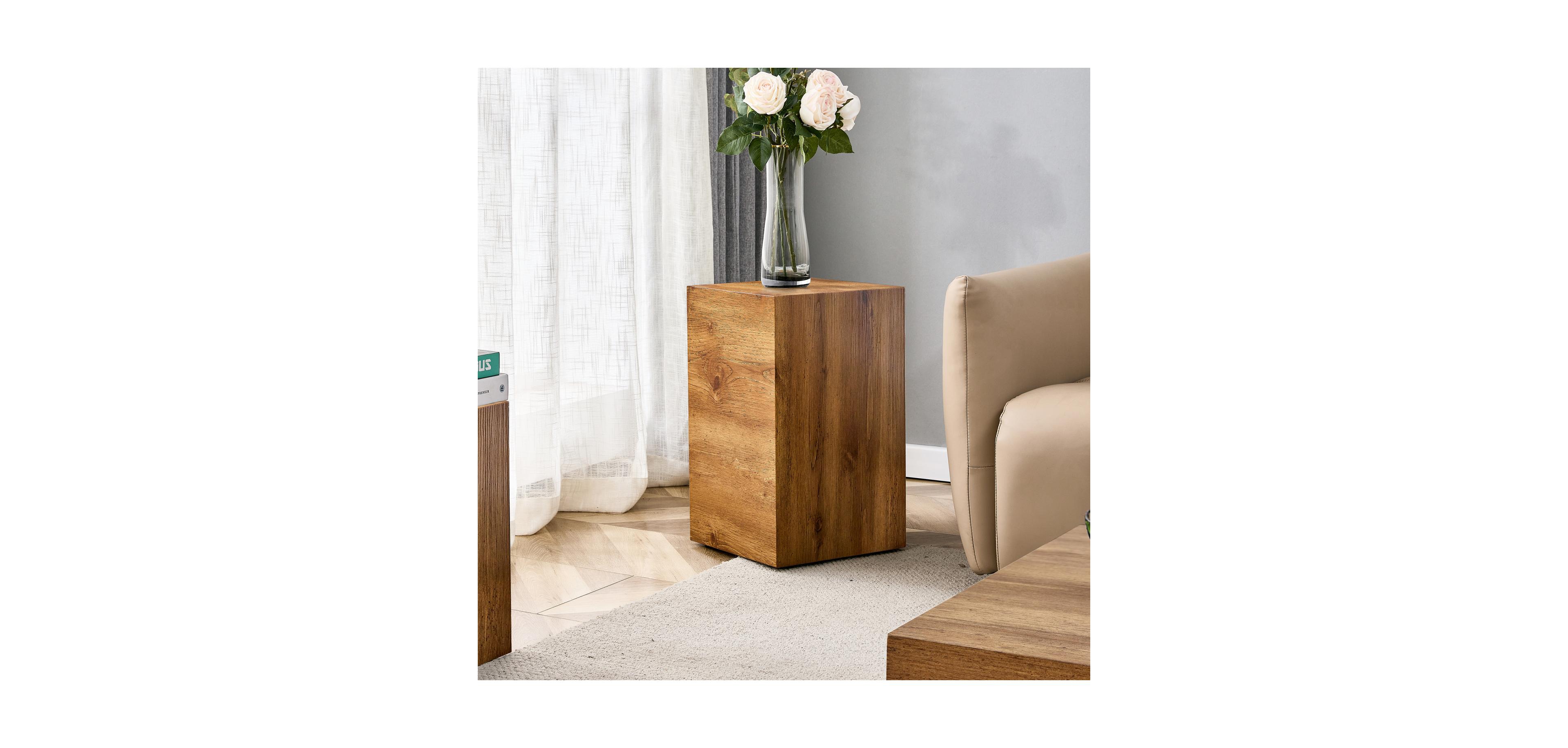 Streamdale Furniture Modern Mdf Coffee Table with Stylish Woodgrain, 11.8 x 11.8 x 19.6 inch