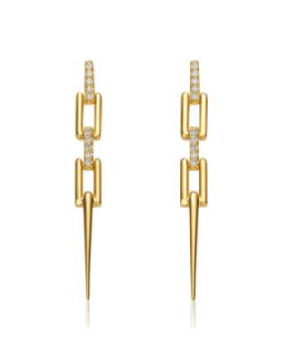 14K Gold Plated Cubic Zirconia Drop Earrings