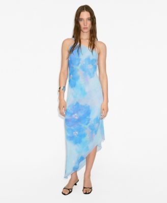 MANGO - Women's Asymmetrical Floral Scarf Dress