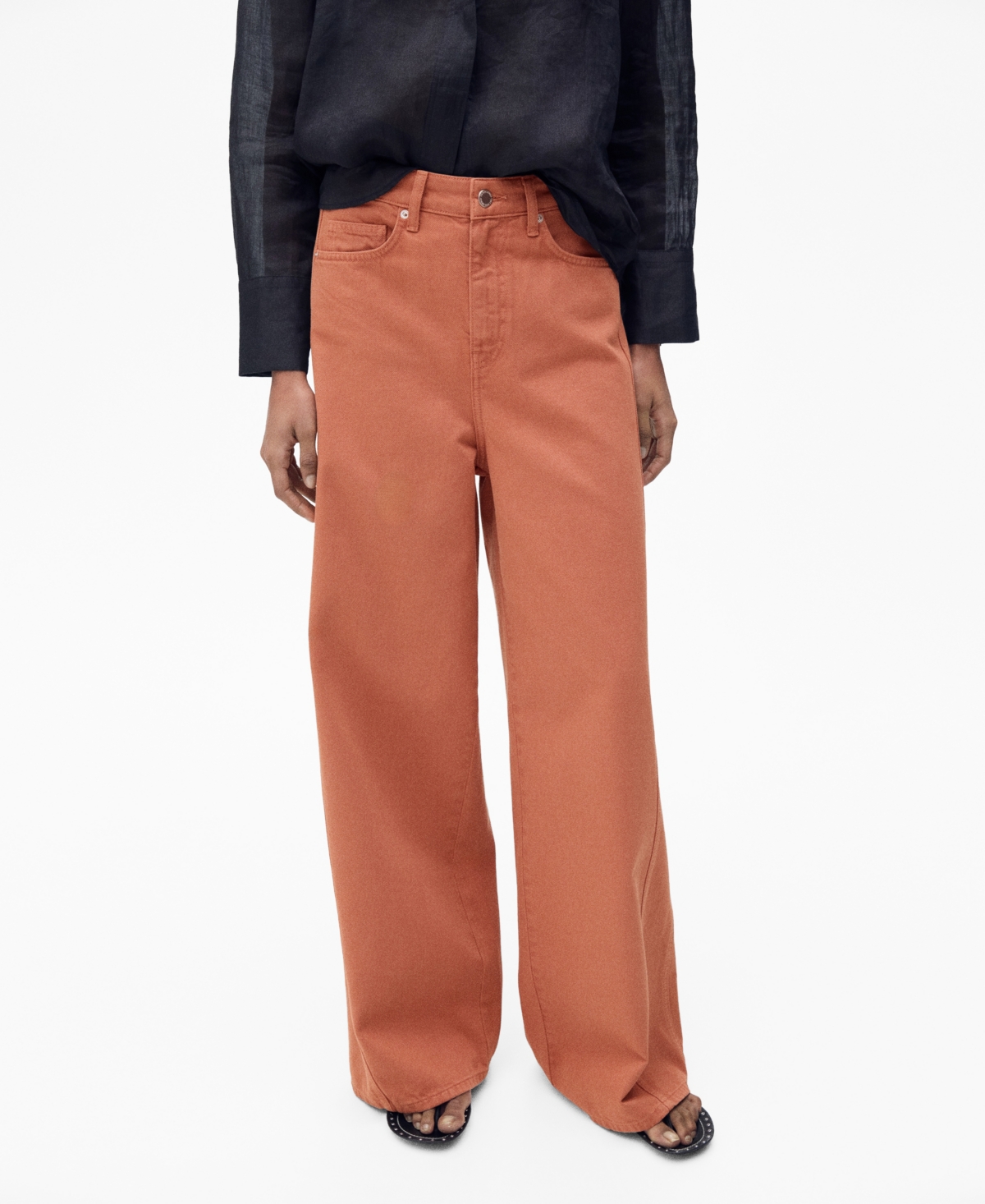 Women's High-Rise Wide Leg Jeans - Burnt Orange