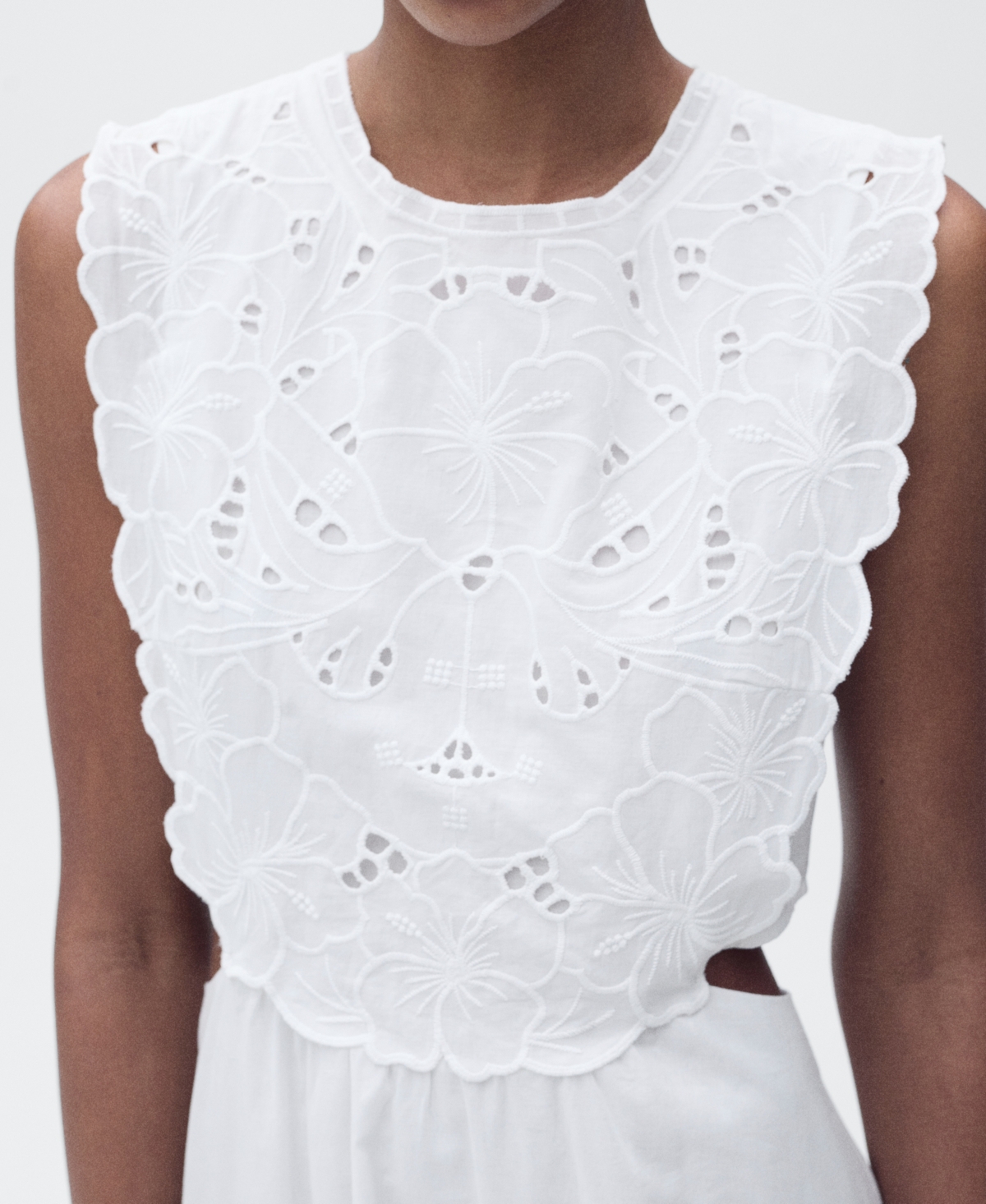 Shop Mango Women's Side Slits Embroidered Dress
