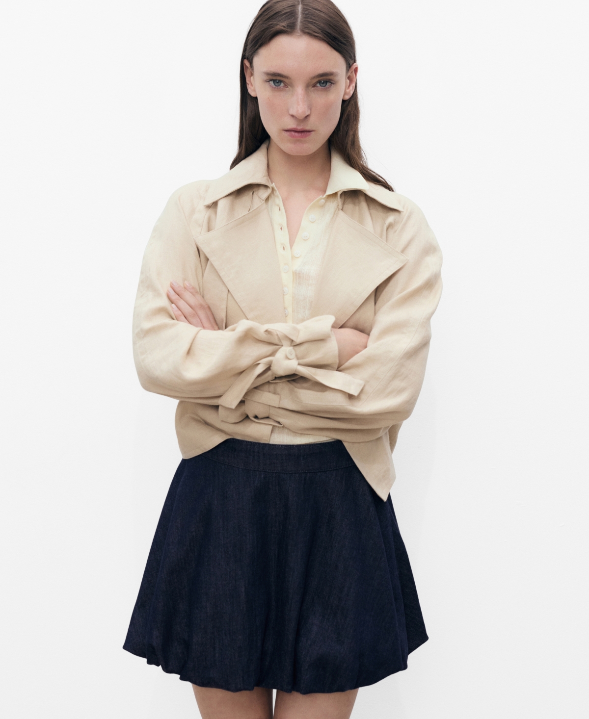 Women's Balloon Denim Skirts - Open Blue