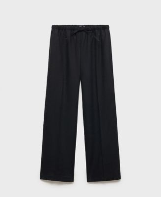 Women's Bow Straight-Fit Linen Pants