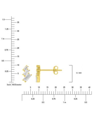 2-Pc. Set Cubic Zirconia Double Hoop & Graduated Baguette Stud Earrings in 14k Gold-Plated Sterling Silver
