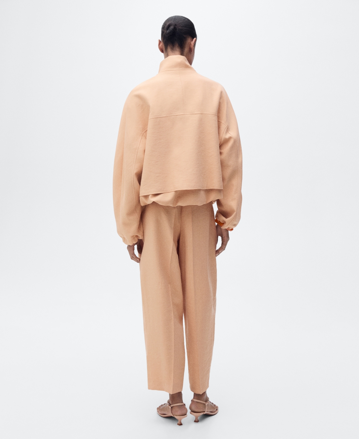 Mango Oversized Lyocell Jacket With Pockets Nude