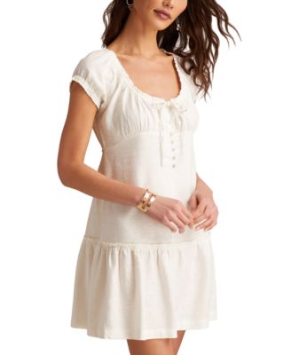 Women's Tie-Neck Short-Sleeve Market Mini Dress
