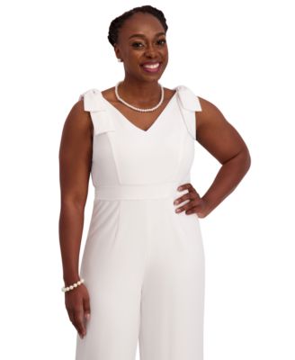 V-Neck Bow-Strap Jumpsuit, Regular & Plus Sizes