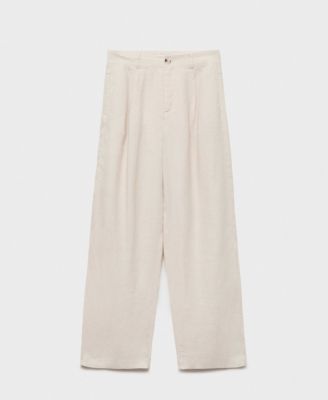 Women's Tortoiseshell Button Linen Pants