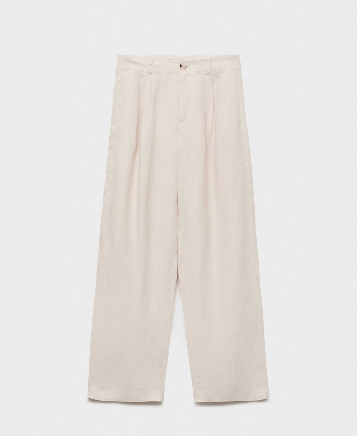 Shop Mango Women's Tortoiseshell Button Linen Pants
