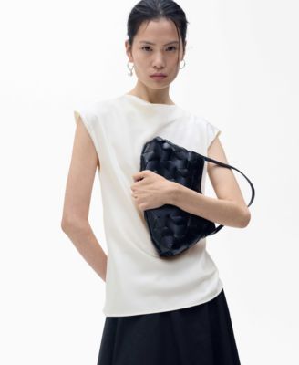 MANGO - Women's Draped Neck Satin Blouse