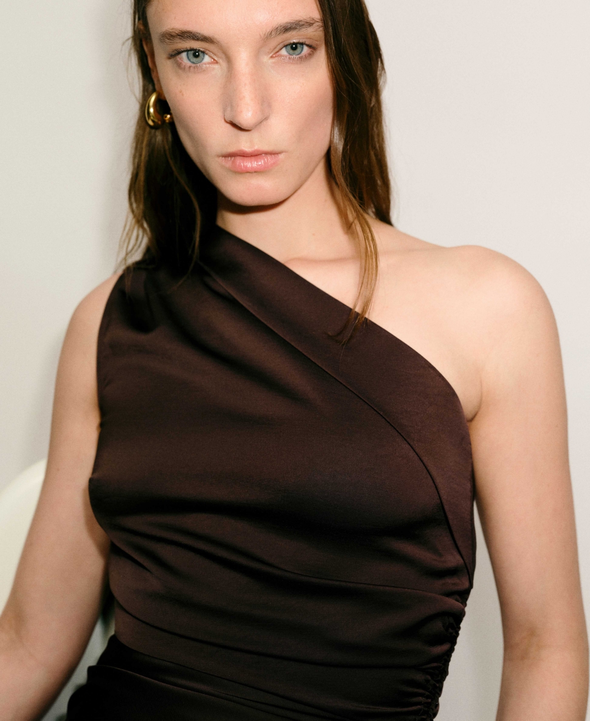 Shop Mango Women's Side Slits Asymmetrical Satin Dress