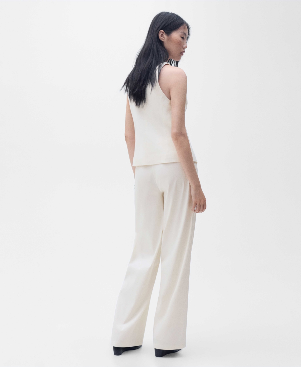 Mango Straight Mid-rise Trousers Ecru In Neutral