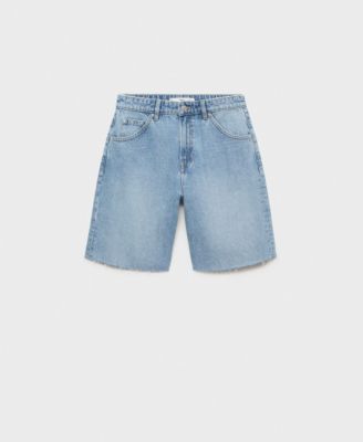 Women's Frayed Hem Denim Bermuda Shorts