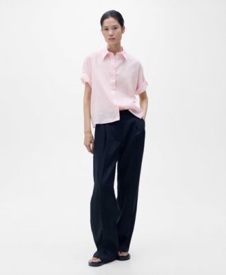 Women's Short Sleeve Linen-Blend Shirt