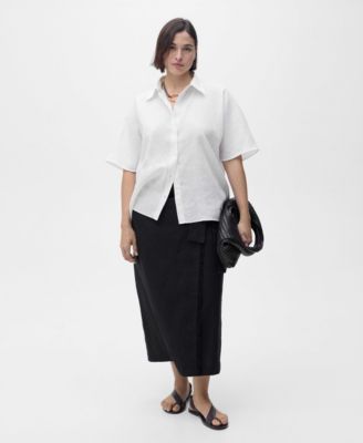 Women's Short Sleeve Linen-Blend Shirt