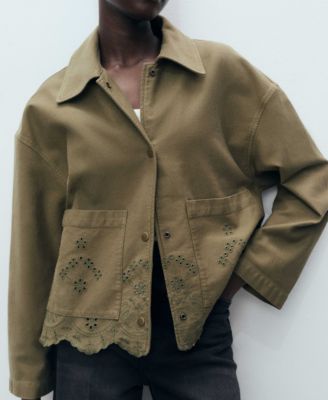 Women's Openwork Details Cotton Overshirt