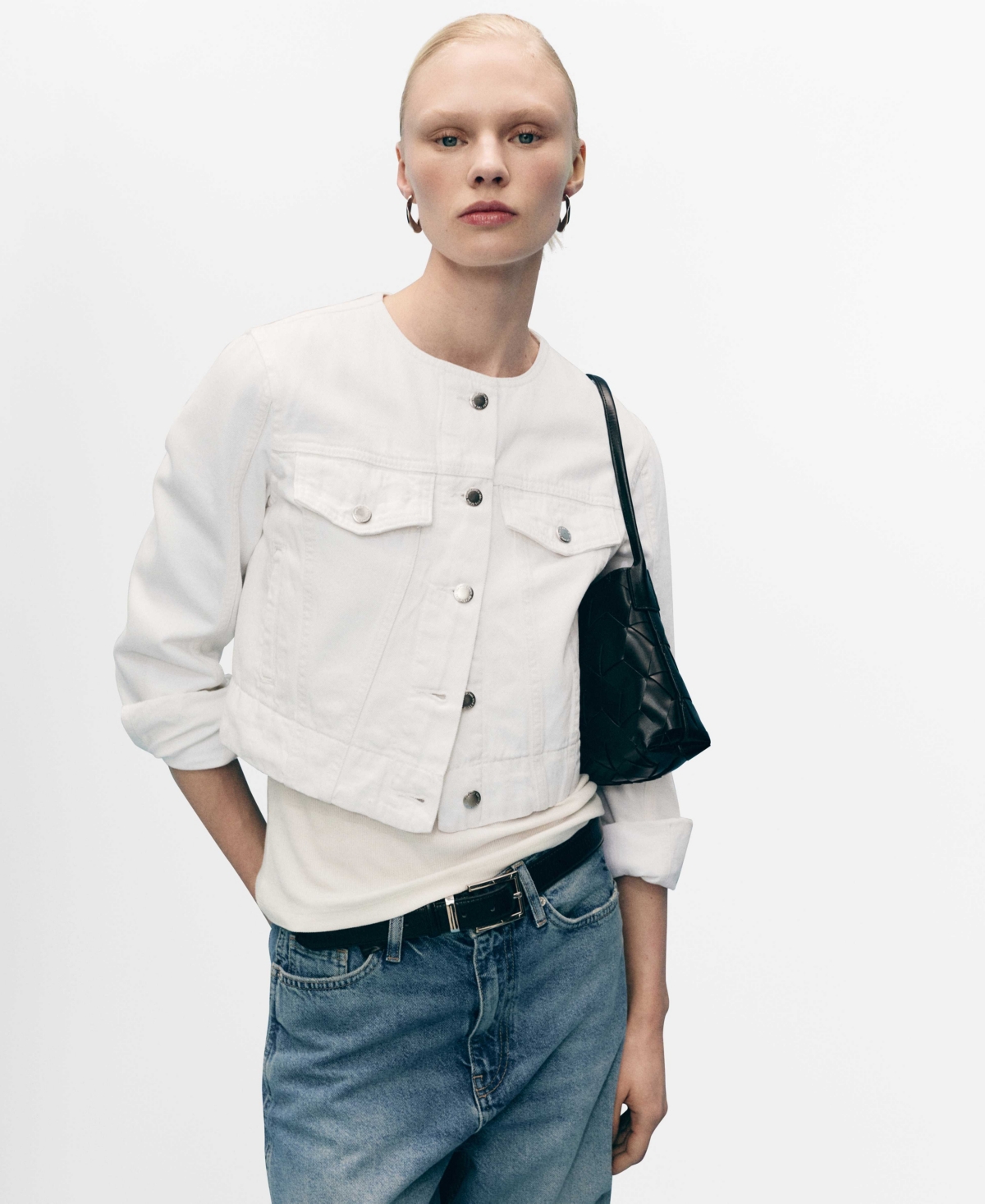 Women's Crop Denim Jacket - White