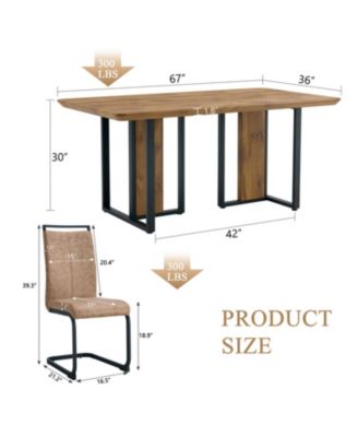 Streamdale Textured Wood MDF Dining Table Set, 4 Fabric Chairs (67"x36