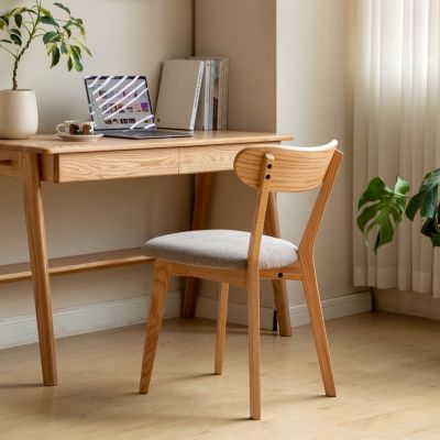 single dining chair solid oak natural wood North American FAS grade dirt-free simple elegant style