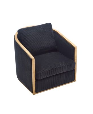 Streamdale Corduroy Swivel Barrel Chair for Home & Office (Black)