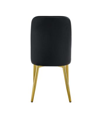 Streamdale Set of 8 Dining Chairs with PU Backrest and Gold Metal Legs