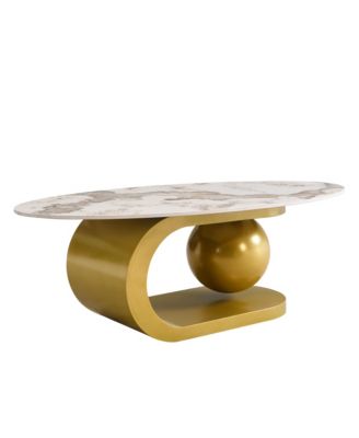 Modern Marble Pattern Coffee Table with Gold Base (47.2")