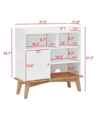 Colorblock Storage Cabinet with Wood Base, Floor Cabinet