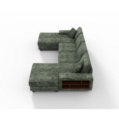 Corduroy U-Shaped Sofa, 4 Seat Sofa Bed, Modern Living Room