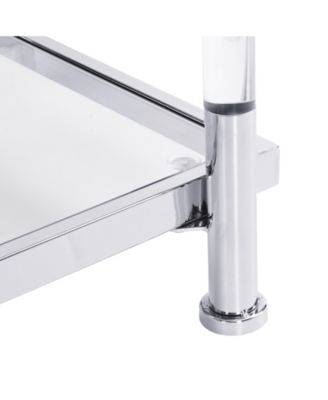 Chrome & Acrylic Glass Sofa Table with Storage Shelves