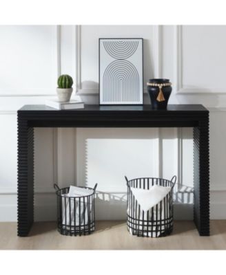 Modern Black Ribbed Console Table