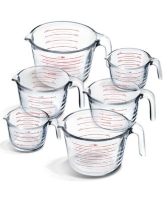 Borosilicate Glass Liquid Measuring Cups - Dishwasher, Microwave & Oven Safe - Set of 6