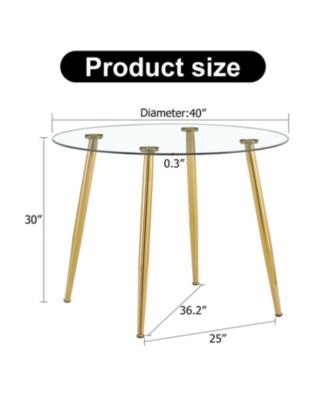 40" Glass Top Dining Table - Gold Legs DT-1164